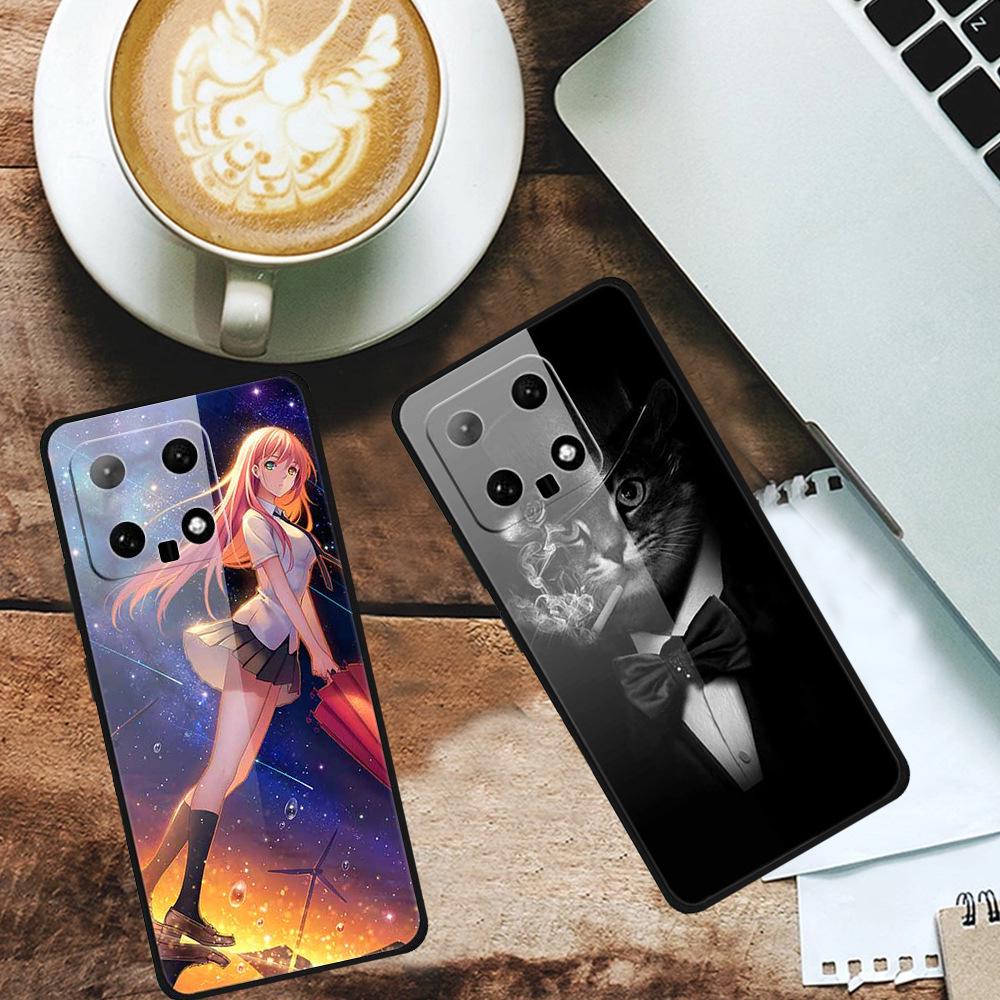 Starry Sky Tempered Glass Phone Case for Xiaomi 14 - Unisex Model, Hot Seller