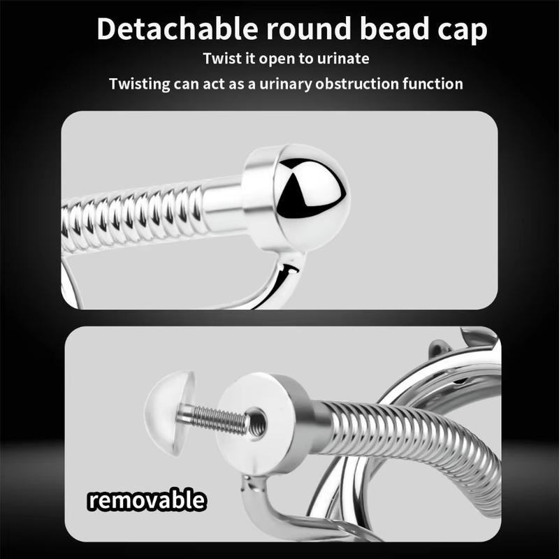 FRRK Stainless Steel Male Chastity Devices Cock Cage With Urethral Catheter Penis Lock Cock Ring Sex Toys For Men Chastity Belt