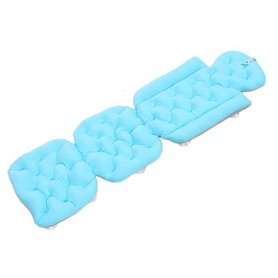 Full Body Bath Pillow Neck Back Support with Anti Slip Suction Cups Foldable Bathtub Pillow Spa Accessories for Adults Blue