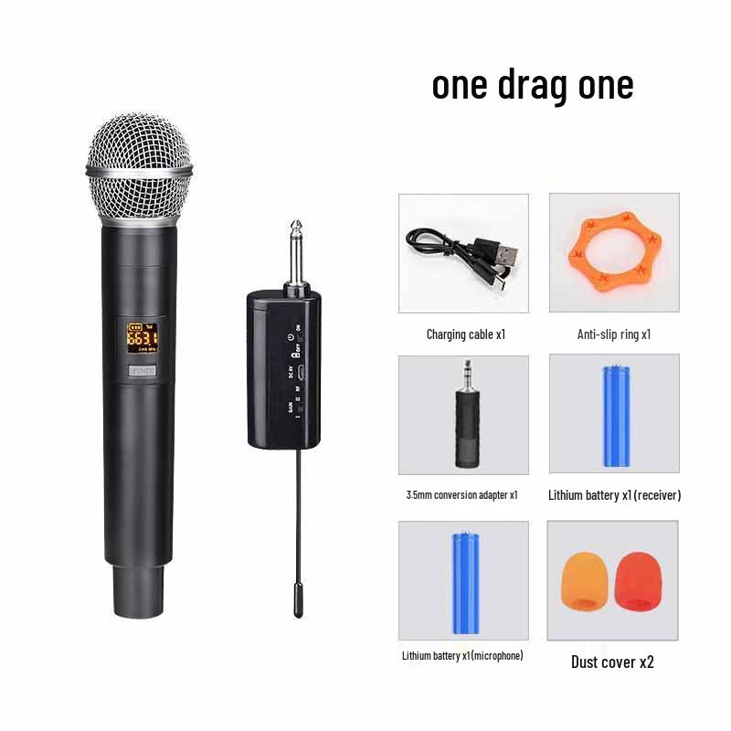 2.4G Dual Wireless Mic System for Karaoke, Outdoor, Live Streaming, Stage Performance - V Band & U Band