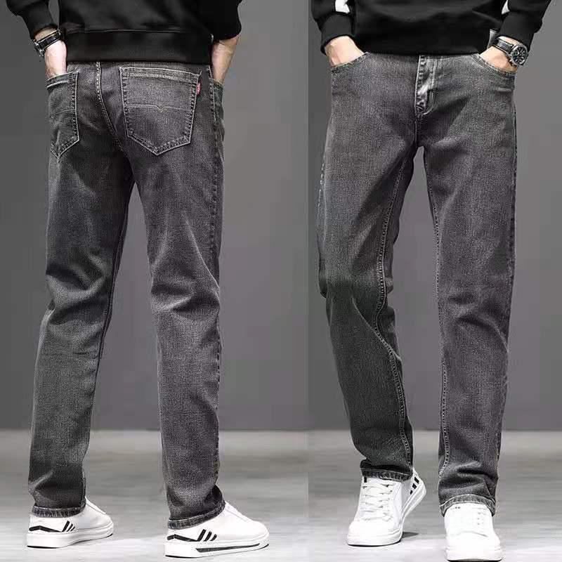 Men's 2024 Winter Straight Loose Elastic Jeans, Thick Large Casual Pants