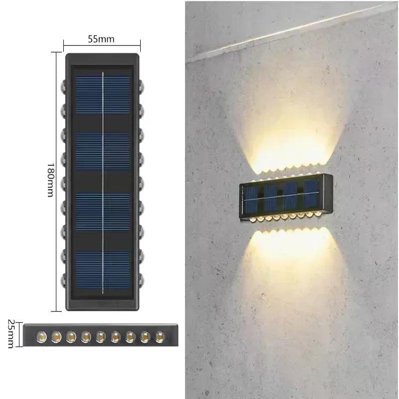 Solar Wall Lamp Outdoor Waterproof Solar Lights Up And Down Convex lens Lighting For Garden Street Landscape Balcony Outdoor Dec