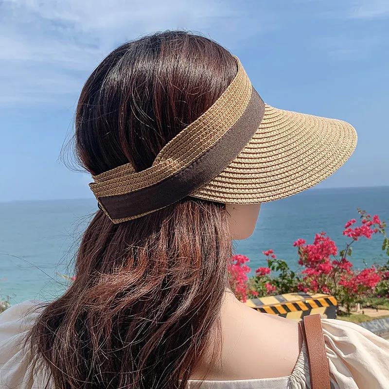 GLAITC Cappello Donna Estivo, Cappello Tesa Larga Donna Ampia Beach Paglia Cappello Cappello di Paglia Donna Visiera Estiva per in Spiaggia, Campeggio, Viaggi (Beige