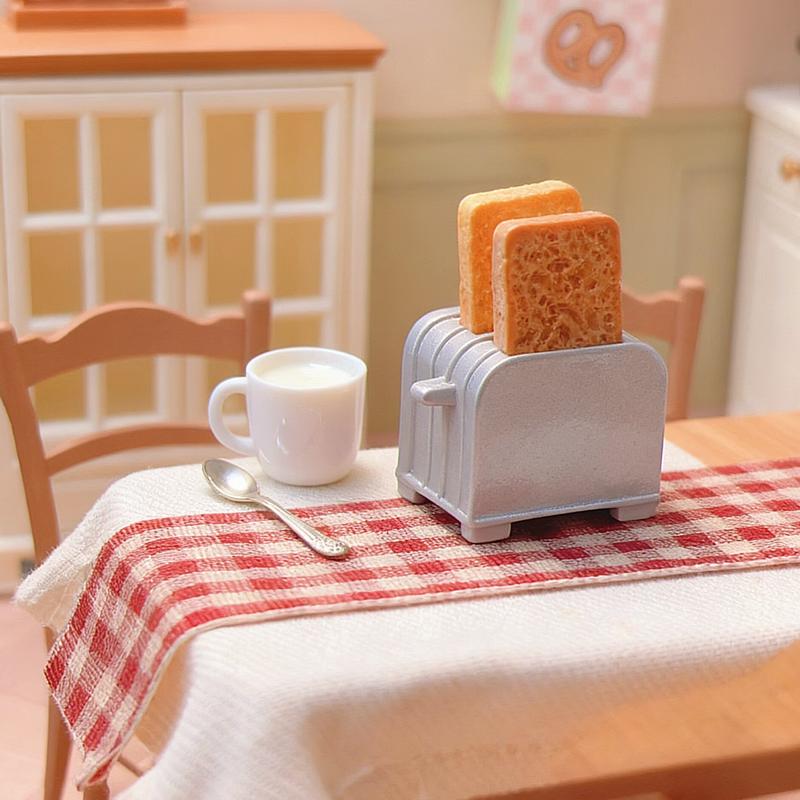 3Pcs Creative Mini Breakfast Bread Machine Set Miniature Food Toy Kitchen Scene Model Small Dollhouse Accessories