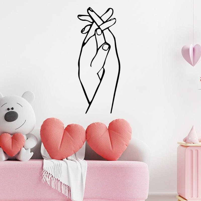 Valentines Day Wall Sticker Adhesive Black Holding Hand Heart PVC Decal Home Decors Creative Wall Art Murals Accessory