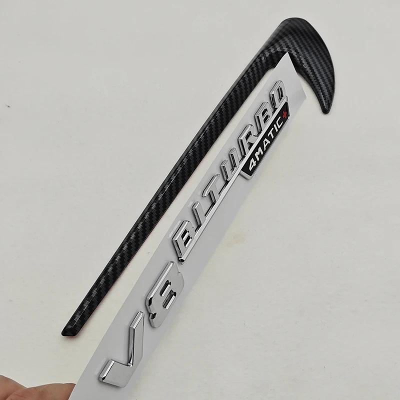 2pcs 3D ABS Vent Fender Trim Emblem Blade V8 BITURBO 4MATIC Logo Car Sticker Fender Badge For Mercedes Benz E300 E400 E53S E63S