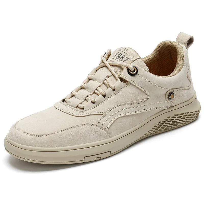 Luxury Men Casual Shoes Pig Skin Flat Men Sneakers Genuine Leather Business Running Shoes for Men Autumn 2025 New Shoes