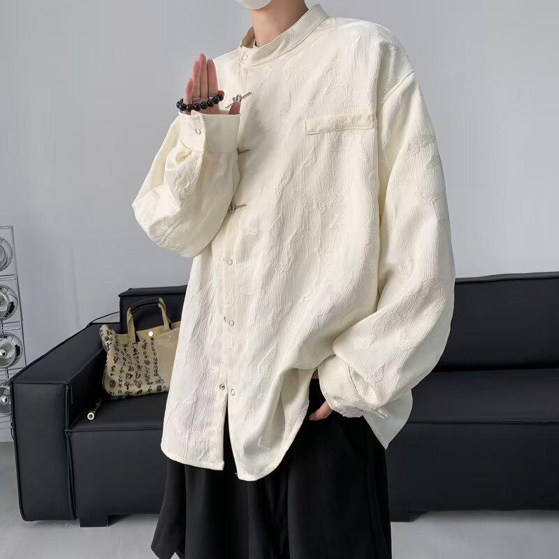 Men's Chinese National Style Long Sleeve Set: Spring/Autumn Pan Buckle Jacket - Versatile Fashion