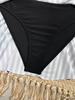 Damen Badeanzug Gestreift Kontrastfarbe Kordelzug Träger Sexy Hoher Bund Schlitz Geteilt Badeanzug Bikini Anzug Strandkleidung
