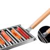 Grill Roller Rack, Dog Roller, Cooker Warmer with Long Wooden Handle Holder,