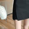 2024 Women's High-Waisted A-Line Black Suit Shorts: Slimming, Hip-Covering, Wide-Leg Skirt-Pants