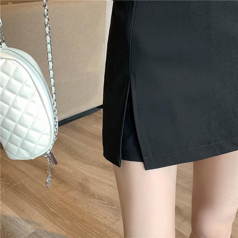 2024 Summer Black A-Line High Waist Skort - Slimming Design for Women