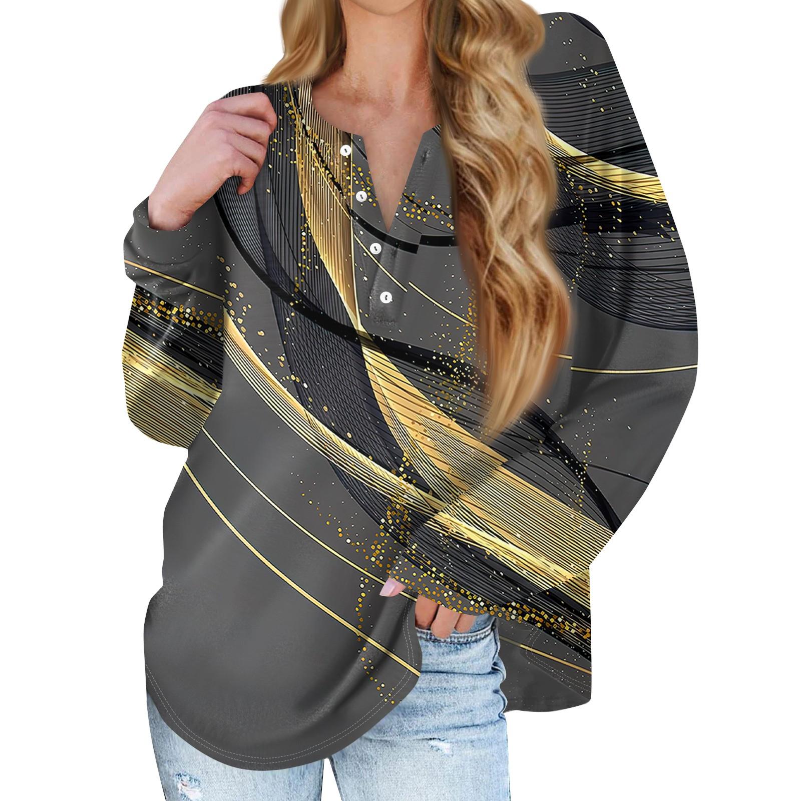 

Женская новая модная футболка с длинными рукавами и воротником на пуговицах, тонкий топ, повседневные топы M золотой