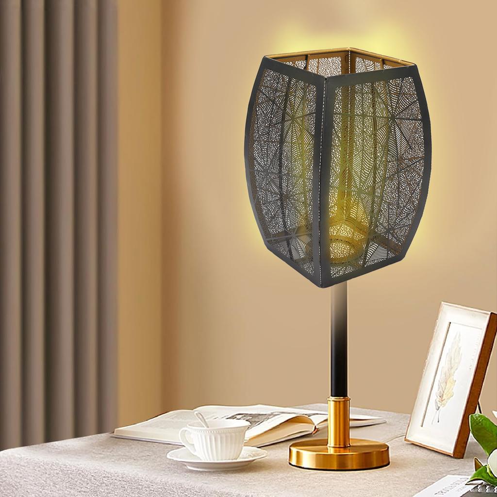 Metal Lamp Shade E26 E27 Iron Spider Web Style Hollow Out Decorative Lampshade Cover for Table Wall