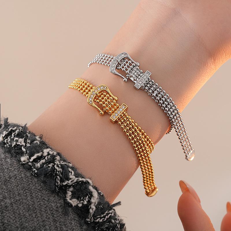 14k electroplated zircon horseshoe buckle bracelet light luxury temperament bracelet jewelry