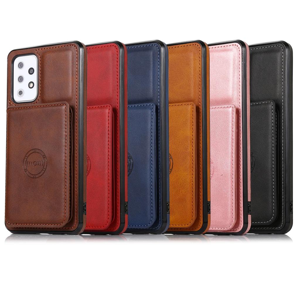 Magnetic Leather Case for Galaxy S25 S24 Ultra S23 Plus S22 S21 FE A55 A35 A15 A06 A16 A54 A24 A14 Cover Card Holder Stand Coque