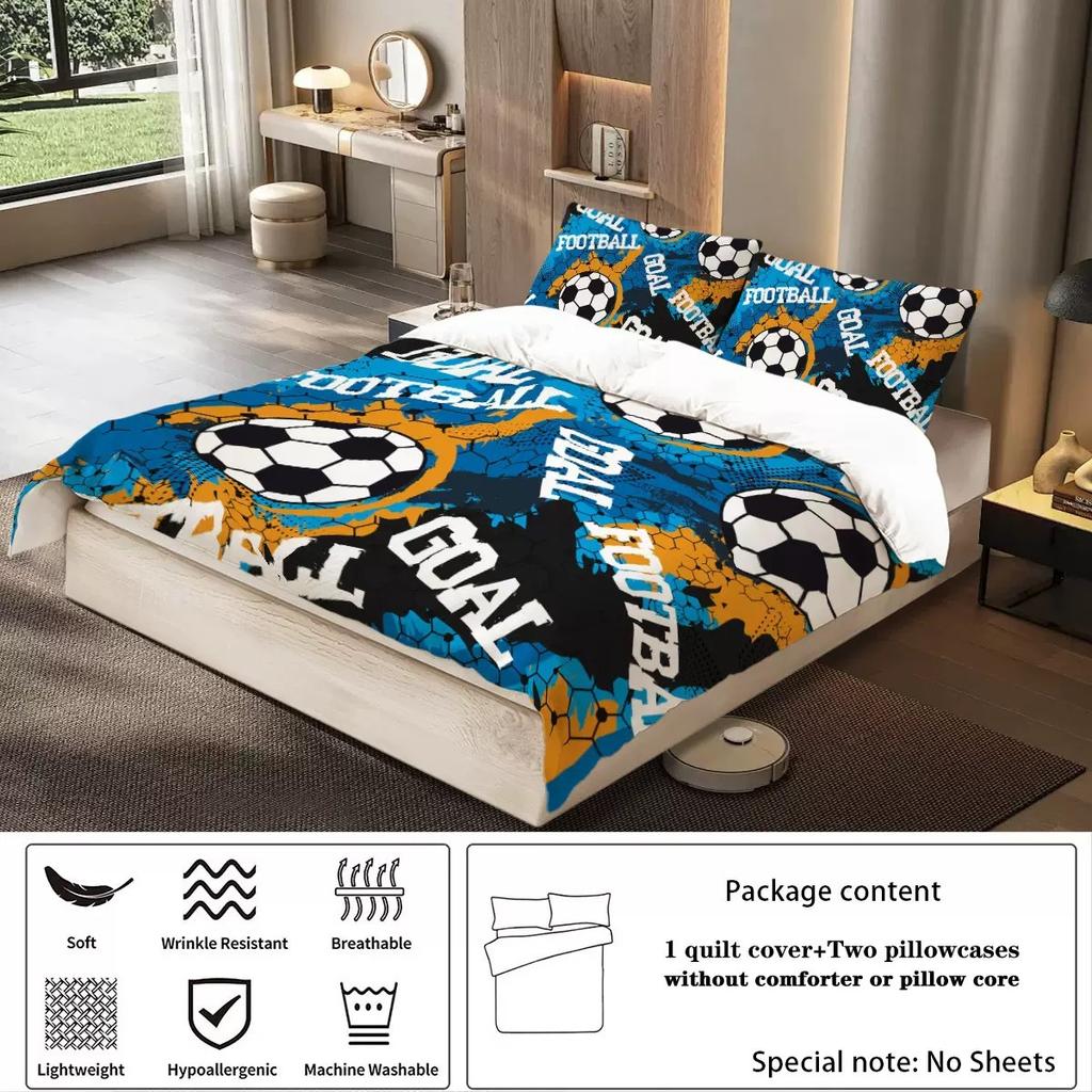 Bedding Three-Piece Set 3D Digital Printing Ink Splashing Football Quilt Cover Three (Four)