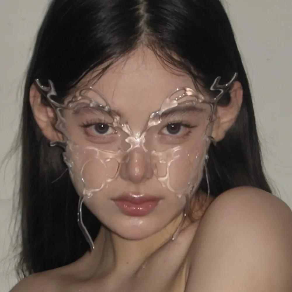 Animal Butterfly Mask Resin Ancient Style Halloween Masks Transparent With Hair Clip Masquerade Props Future Science Technology