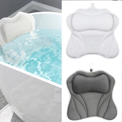 Ergonomic Bathtub Neck Pillow With 6 Strong Suction Cups Contoured Butterfly Shape Quickly Drying Polyester Spa Accessories