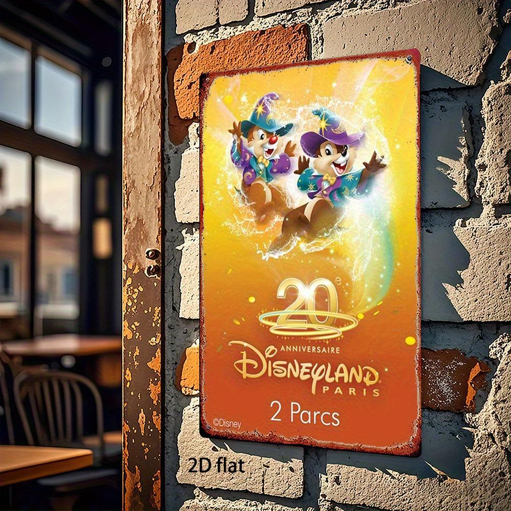 1pc Disney Official 20th Anniversary Metal Sign - Disneyland Paris Vintage Collectible Wall Decor with Magical Characters, Heavy