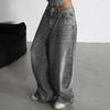 Womens High-Waisted Wide-Leg Straight Jeans Loose Fit Casual Denim Pants Streetwear Style 2025