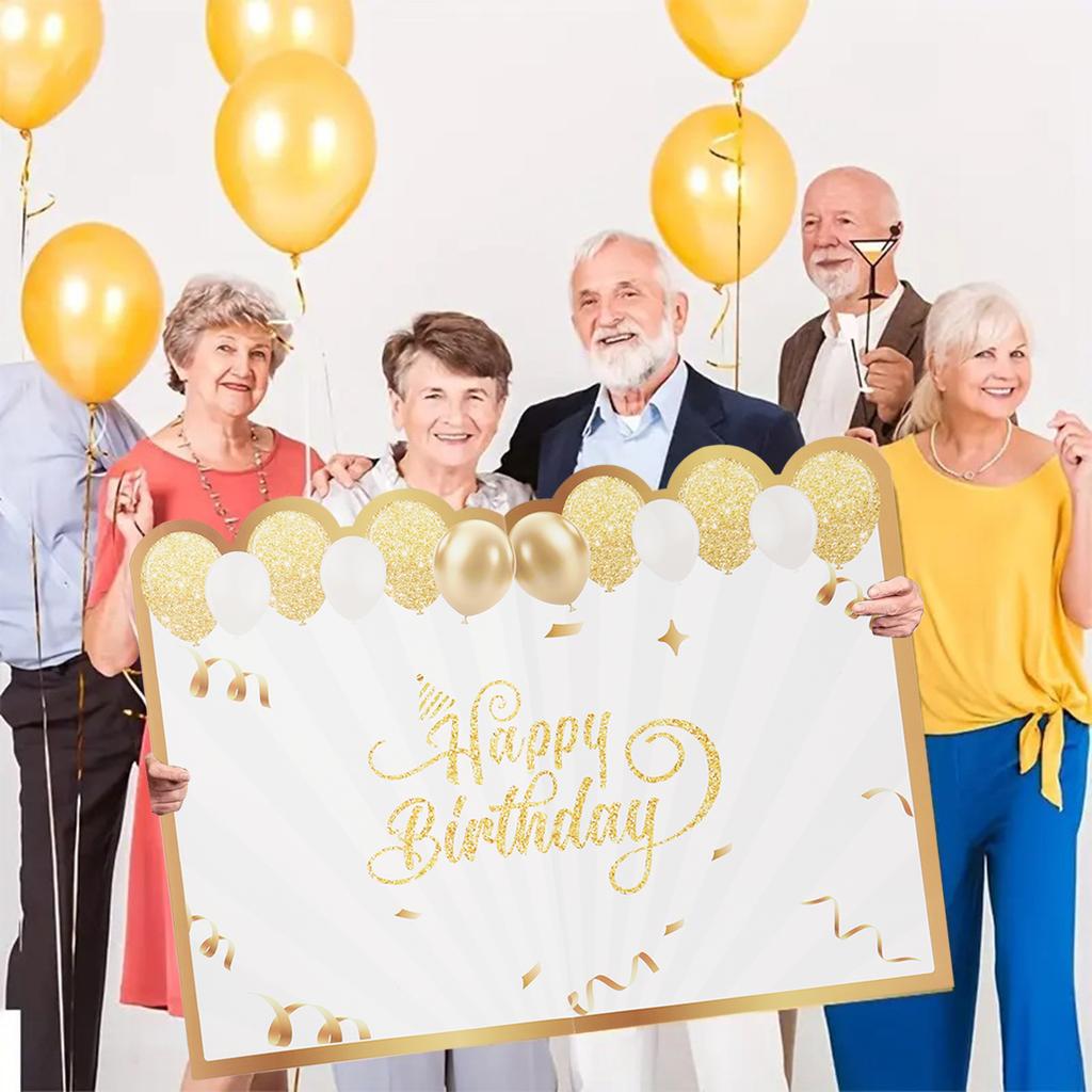 Giant Black Gold Birthday Guestbook Message Board Commemorative Card Happy Birthday Party Decor Adult Birthday Party Supplies