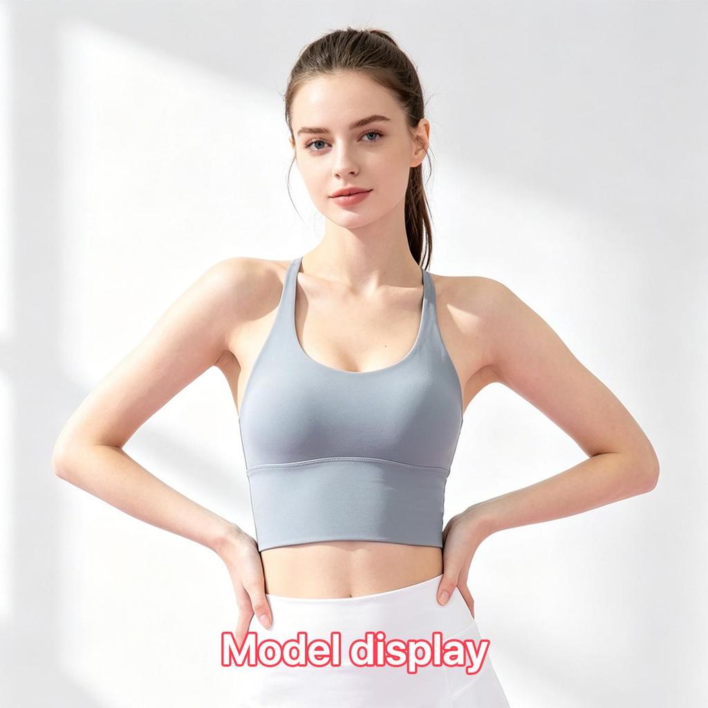 Women Stylish Cross Back Yoga Tank Top with One-piece Chest Pads, Elastic Comfort Workout Bra, Light Support Activewear for Sports and Outdoor