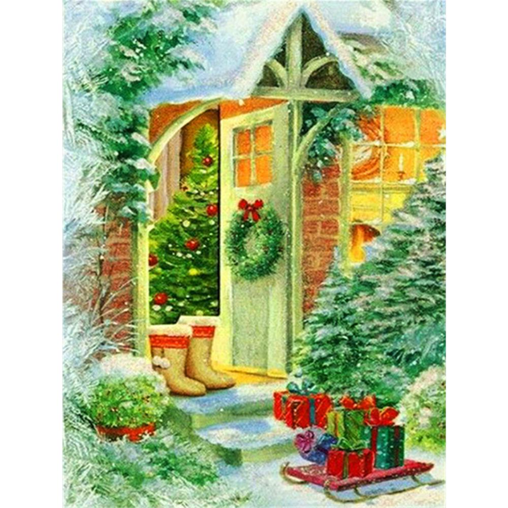 5D Diamond Painting Landscape Door Rhinestone Kit Sale Diamond Embroidery Christmas Tree Needlework Sets Handmade Gift