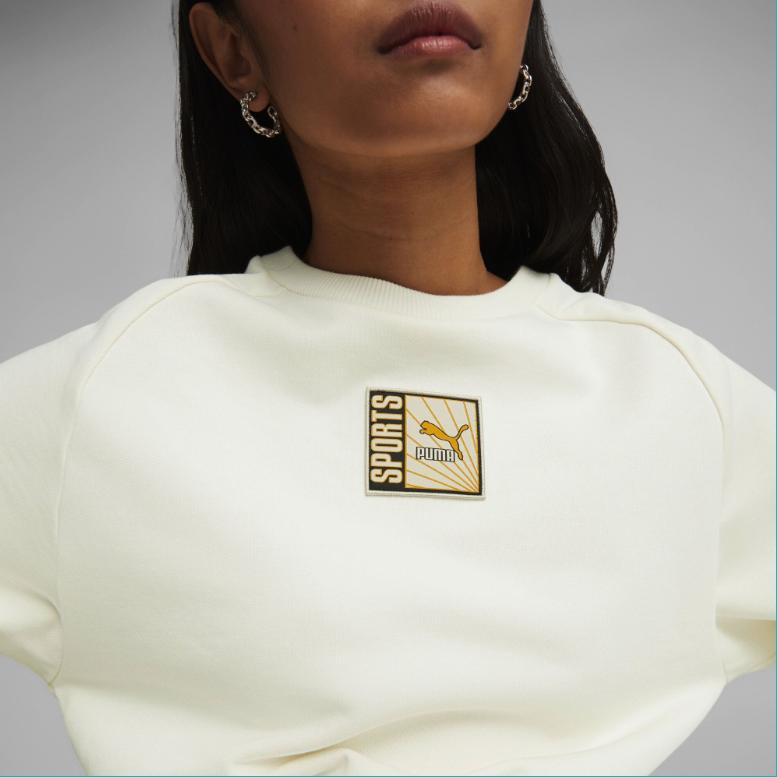 Puma Classics Forward History Crew Neck Embroidered Logo Pullover Long Sleeve Sweatshirt Women sweatshirt White 623461-65