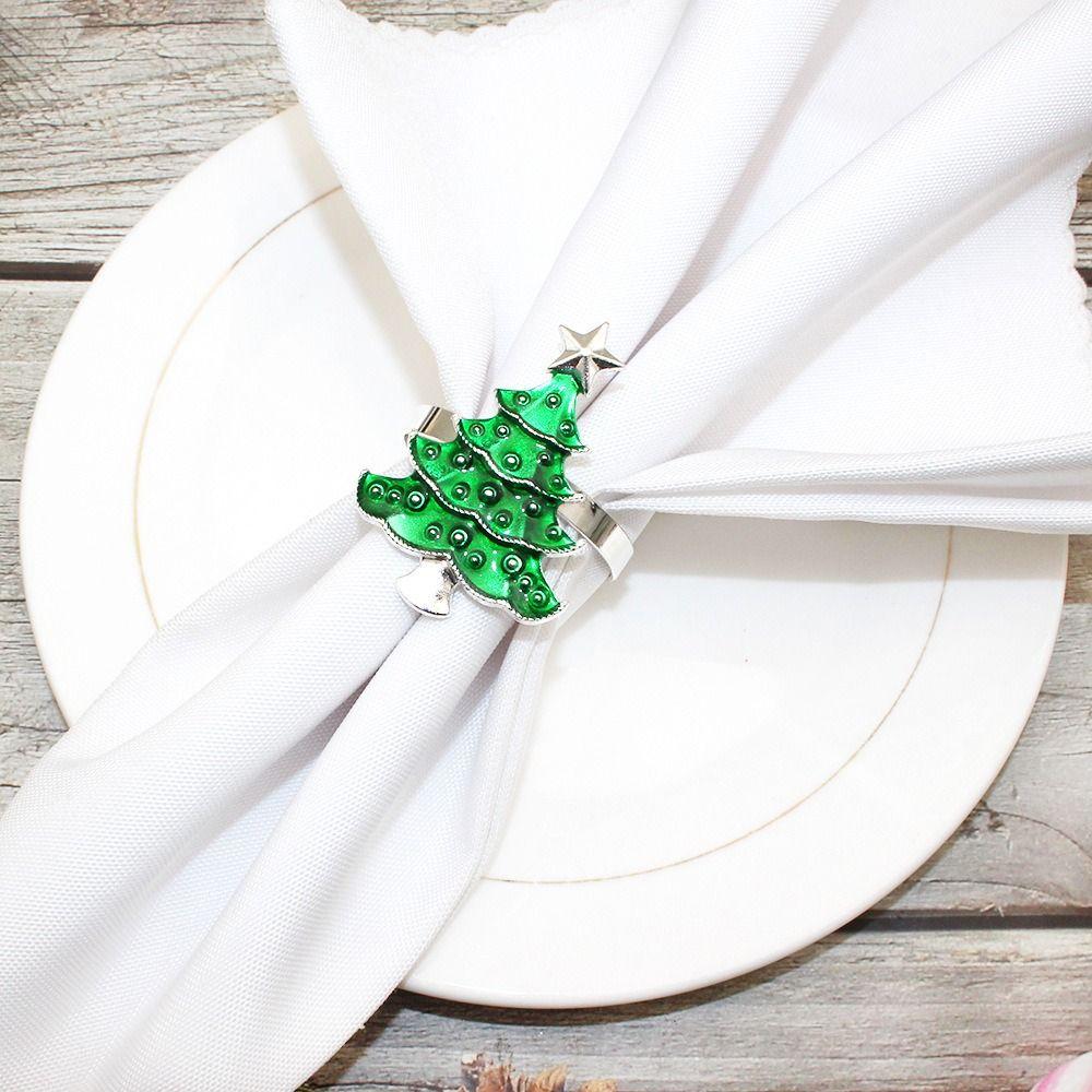 Circle Green Tree Napkin Buckle Metal Tissue Ring Party Supplies Christmas Tree Napkin Ring Xmas