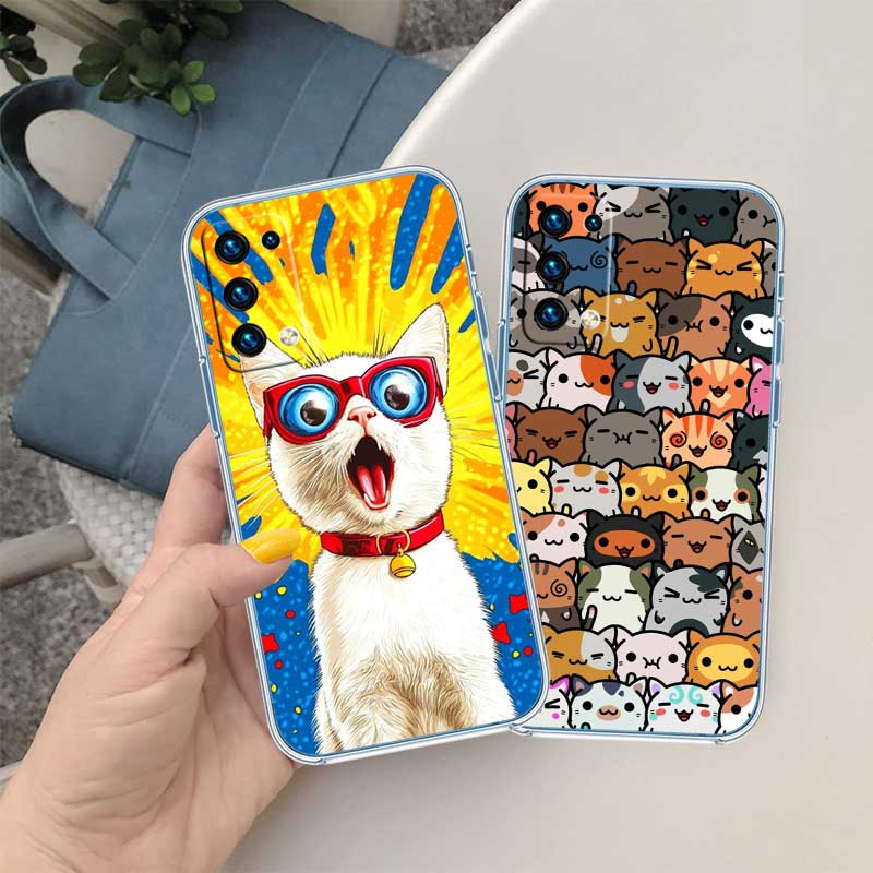 UP20 Cat Kitten Meow Transparent Phone Case for Samsung Galaxy A04 A04S A14 A23 A34 A54 M23 M33 M52 M53