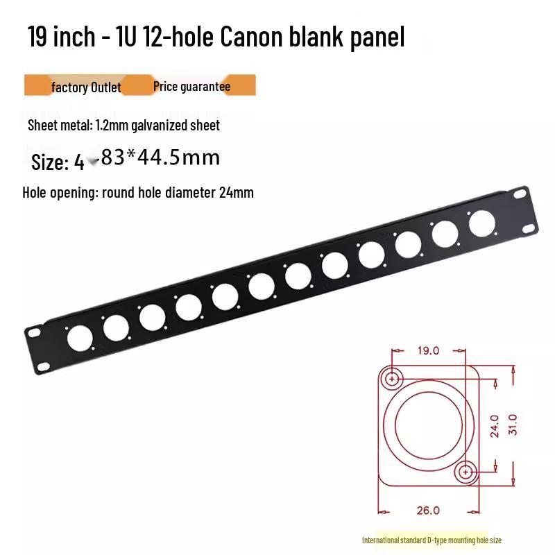 19-Inch 1U/2U Audio Rack Flight Case with Blank Panel, Cannon Rack, and Hole Plug.