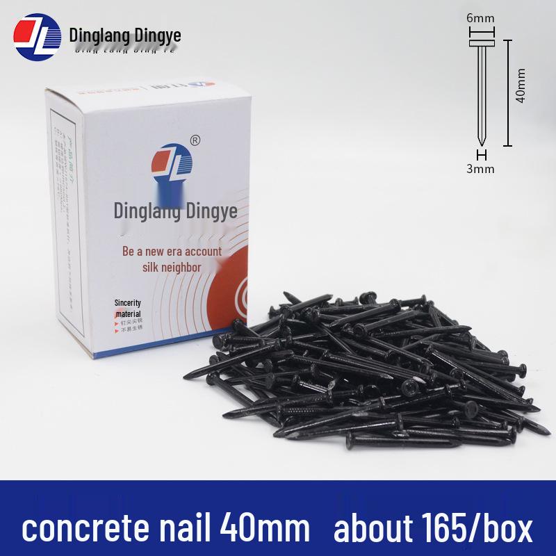 High-Strength Black Steel Nails for Concrete, Picture Hanging & Advertising