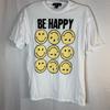 Streetwear Society T-Shirt Women’s Size S White Be Happy Smiley Graphic