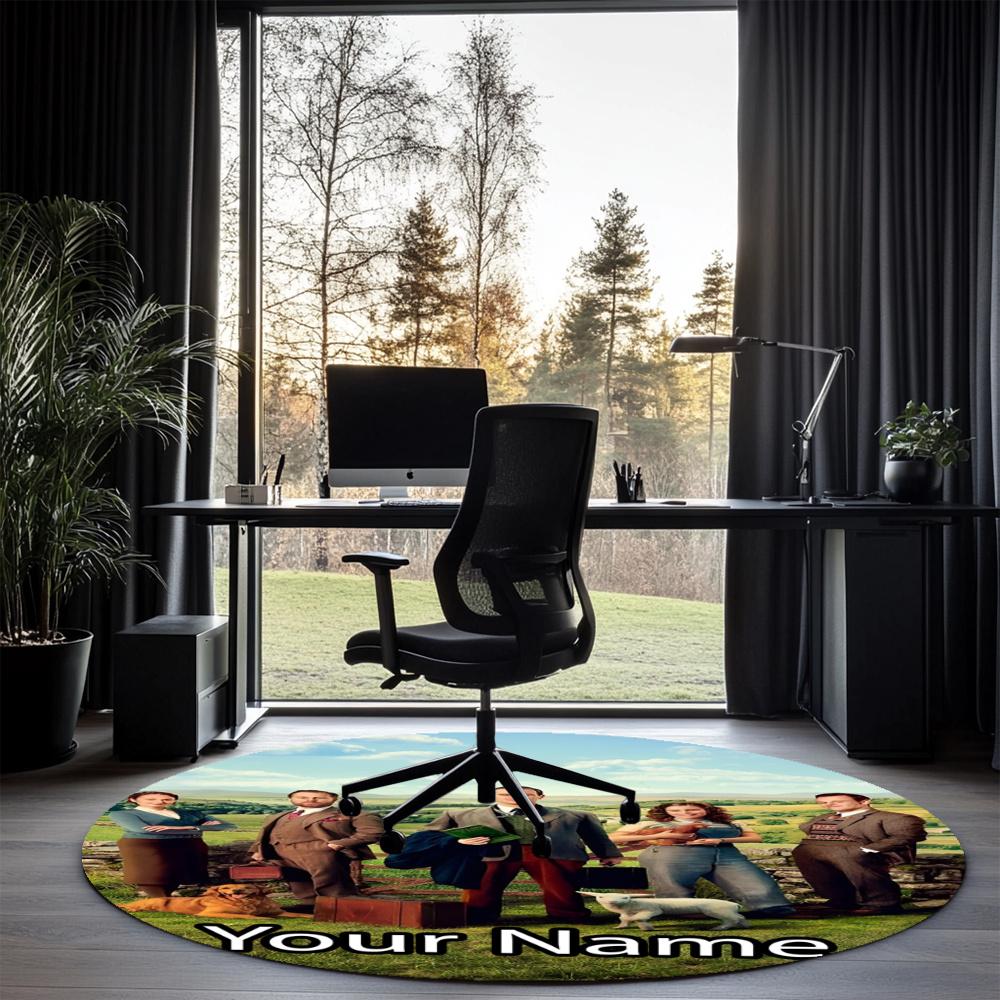Custom Name All Creatures Great and Small Printed Round Rug Carpet Chair Rug Area Rug Entryway Doormats,for Office Chair Living Room Bedroom Kitchen R