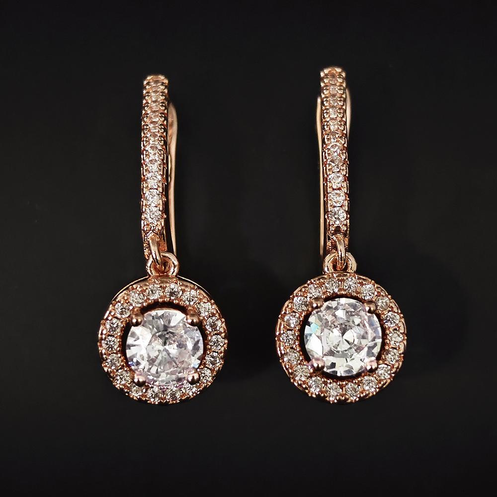 2026 New Arrival Trendy Halo Rose Gold Silver Color Korean Earrings Fashion Jewelry for Women Free Items Gift E5608