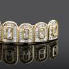 New Iced Hip Hop Micro Pave Teeth Grillz Set Iced Out Brass Zircon Custom 8 Teeth Grillz Jewelry Halloween