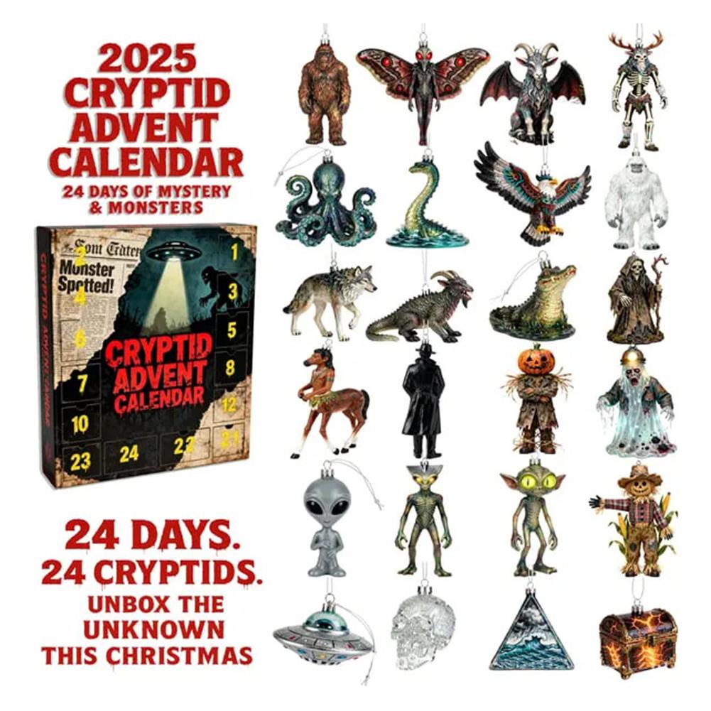 Cryptid Advents Calendars With 24 Different Cryptids Ornaments For Xmas Present
