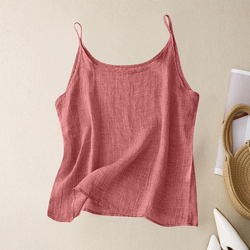 Women's Summer Vintage Cotton Linen Small Camisole Bottom Vest Loose Inner Tops