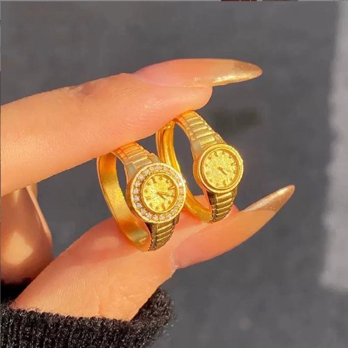 Women's 520 Confession Gold Watch Ring: Small, Adjustable, Niche Gift for Girlfriend