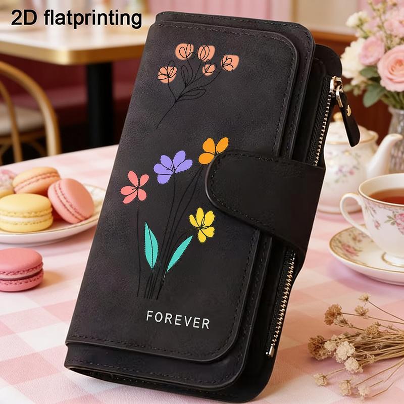 Women's Long Wallet with Floral Design 1 Piece Multi - functional Snap Coin Purse Portable Wallet for Daily Commute Outdoor Travel Home Use Birthday