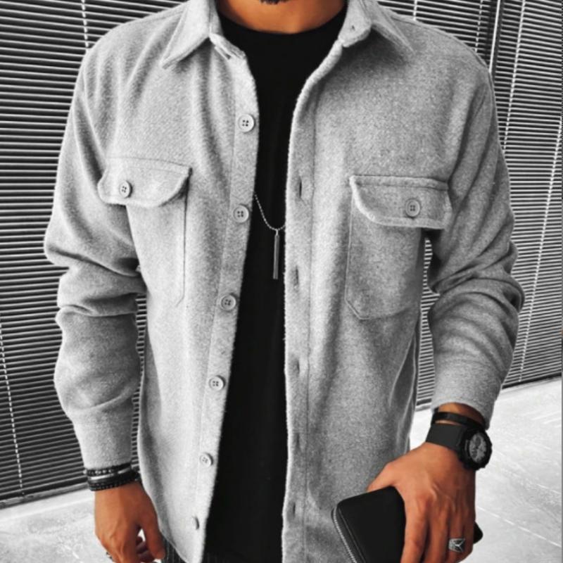 

Мужская модная рубашка с длинными рукавами, новый кардиган, повседневная мужская куртка, 3 цвета XXXL светло-серый