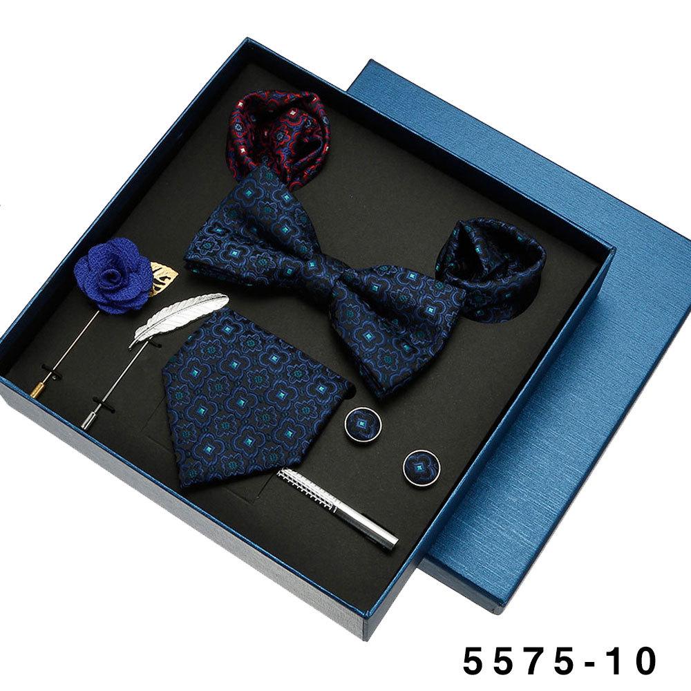 Men's Formal Tie & Pocket Square Eight-Piece Gift Set - High-End Wedding & Business 
