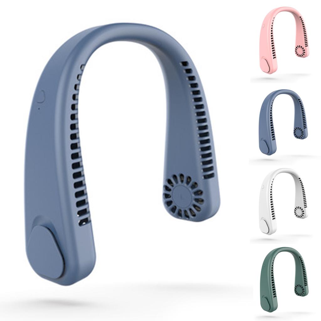 Portable Neck Fan Hand USB Fan Rechargeable Neck Fan Leafless 3 Speeds for Office Travel Outdoor Camping