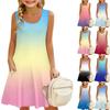 Children's Sleeveless U-neck Summer Gradient Color A-line Casual Holiday Dress