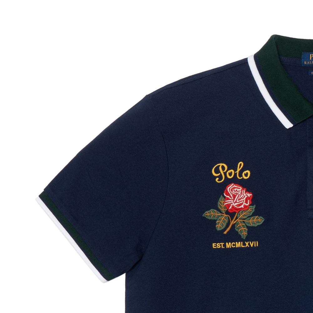 Polo Ralph Lauren Koszulka polo w paski z kontrastowym wykończeniem, z haftowanym logo, z krótkim rękawem, męska, topy, granatowo-niebieska 710784712-001