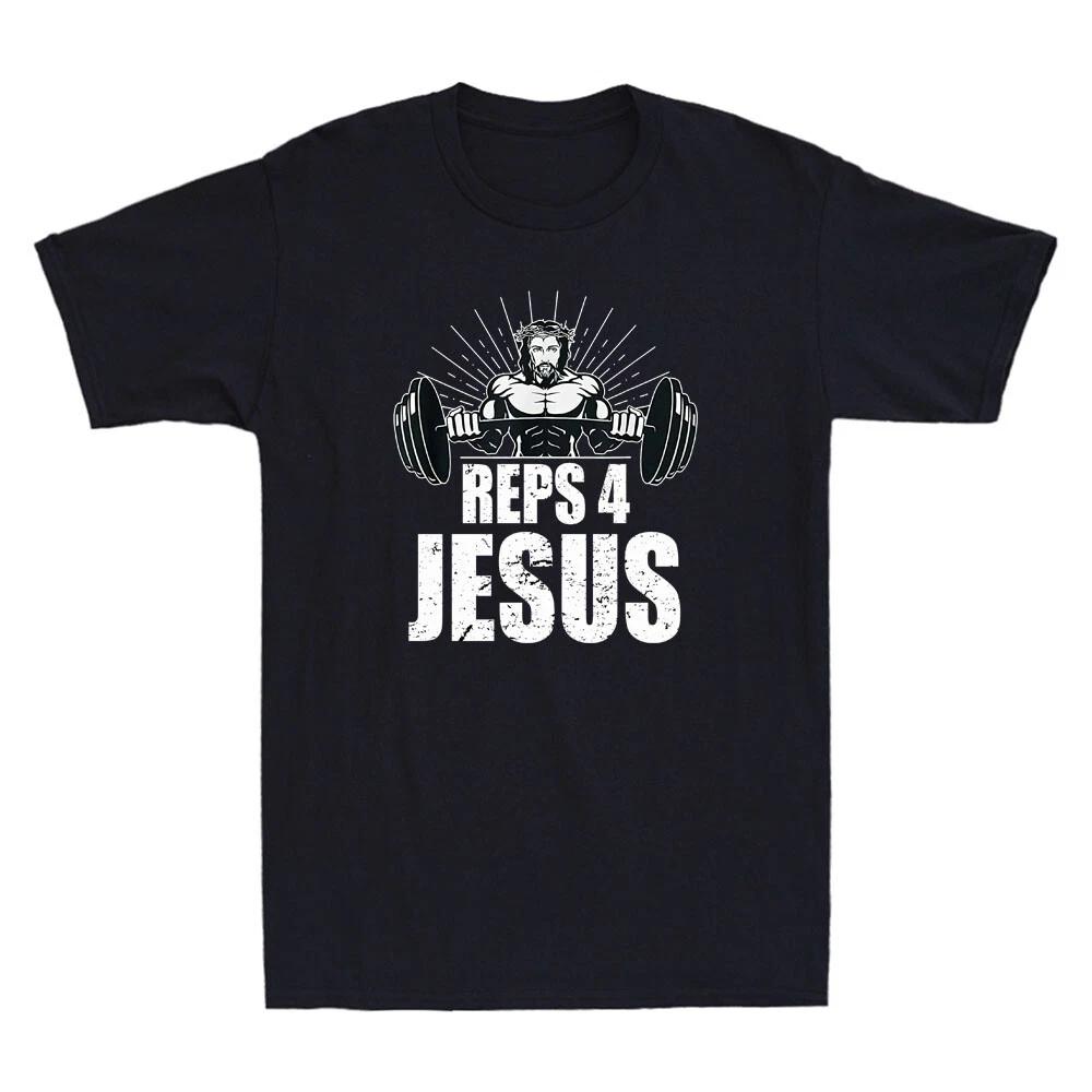 Reps 4 Jesus Gym Weightlifting Funny Christian Workout Gym Vintage Men s T-Shirt XS
