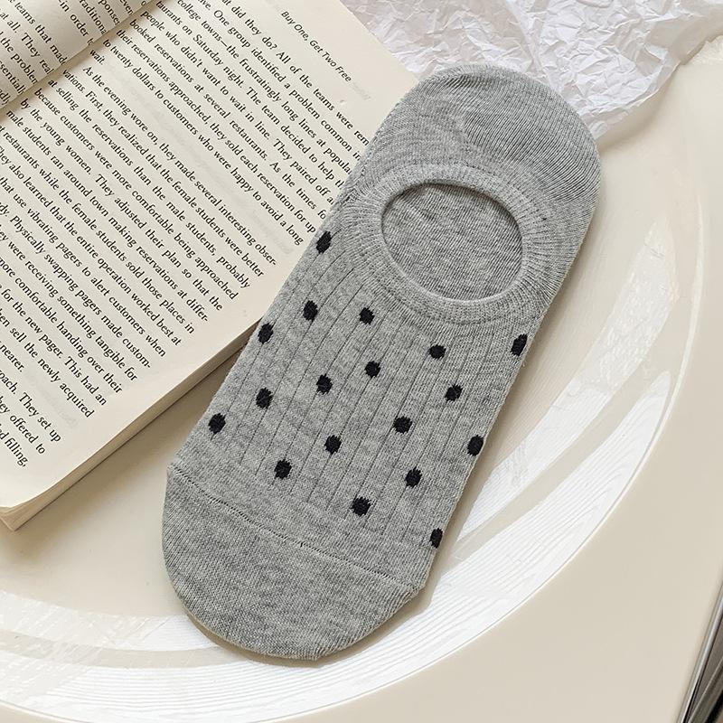 Simple Boat Socks, Spring and Summer Puppy Sweat-absorbing Cartoon Low-top Invisible Short Socks, Shallow Opening Anti-slip Silicone, No Heel Drop