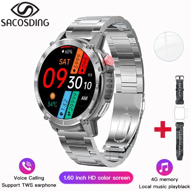 Music Smart Watch 4g Rom Bluetooth Call Sports Watches Men Waterproof Smartwatch For Android Ios Support Tws Earphones