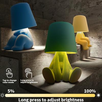 Shy Boy Table Lamp Little Man Shaped Lamp LED Desk Lamp Night Light Touch Control Plug-in Bedside Lamp for Bedroom Decor Valentine's Day Gift